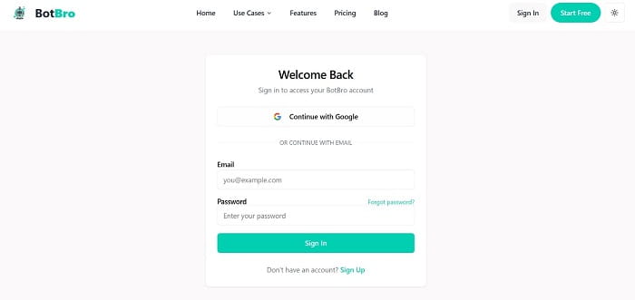 BotBro Login